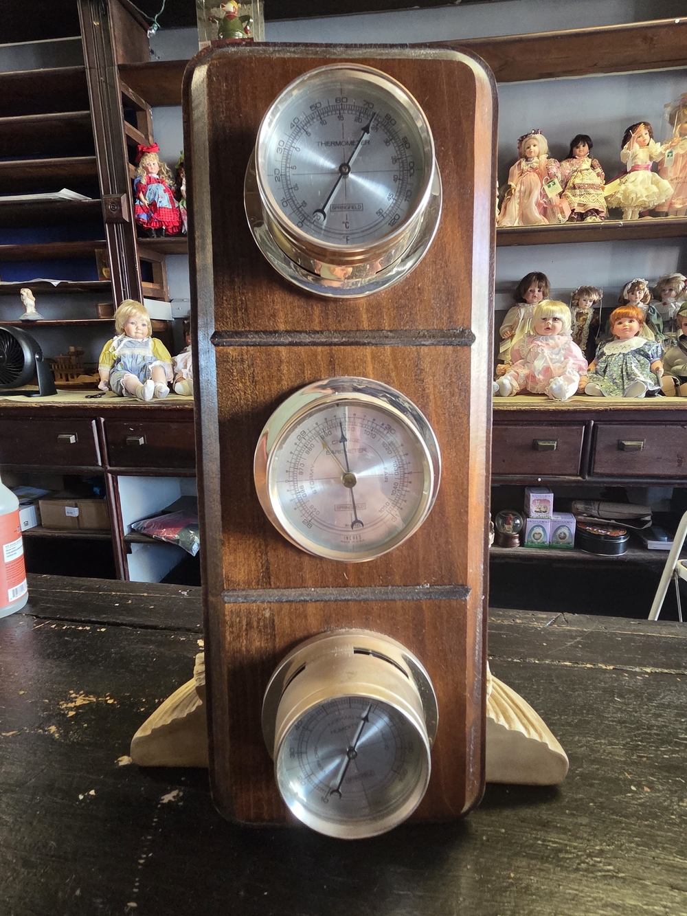 SPRINGFIELD WEATHER STATION Wooden Wall-Mounted   Brown
